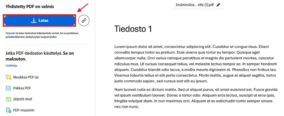 PDF-tiedostojen lataaminen