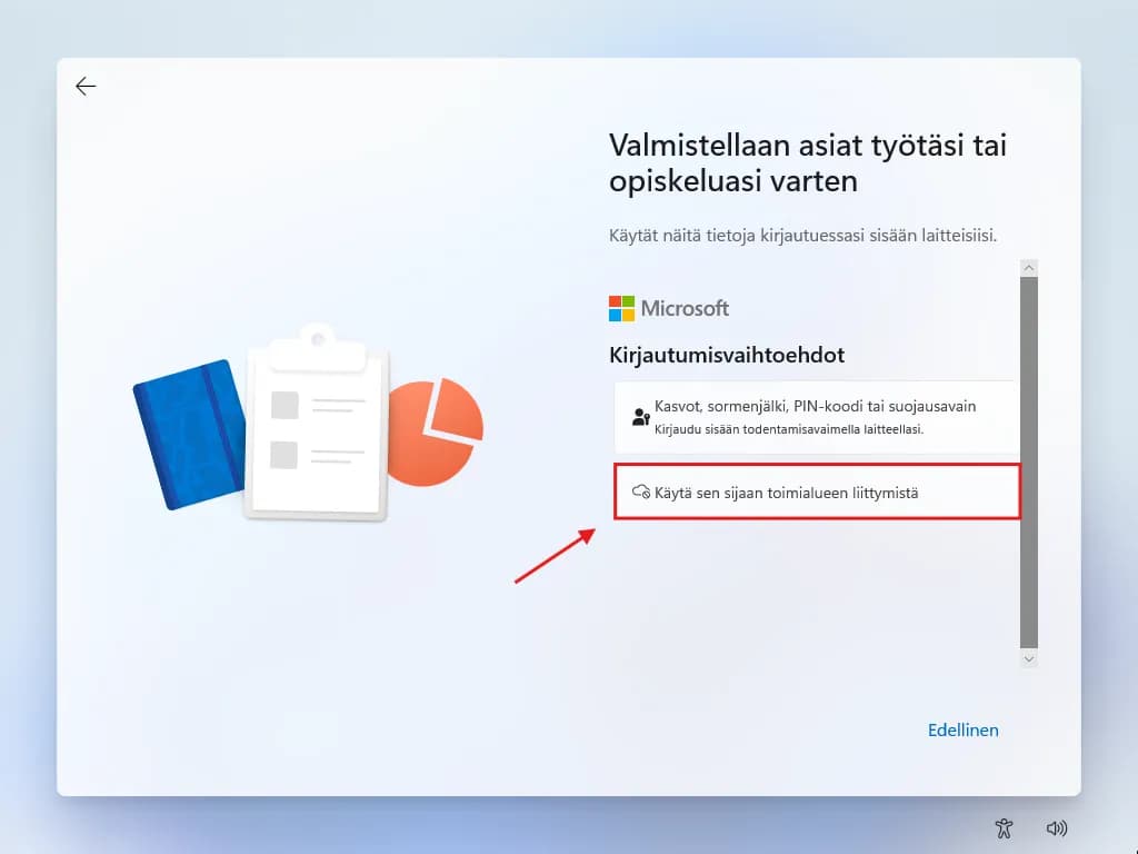 Käytä toimialueeseen liittymistä